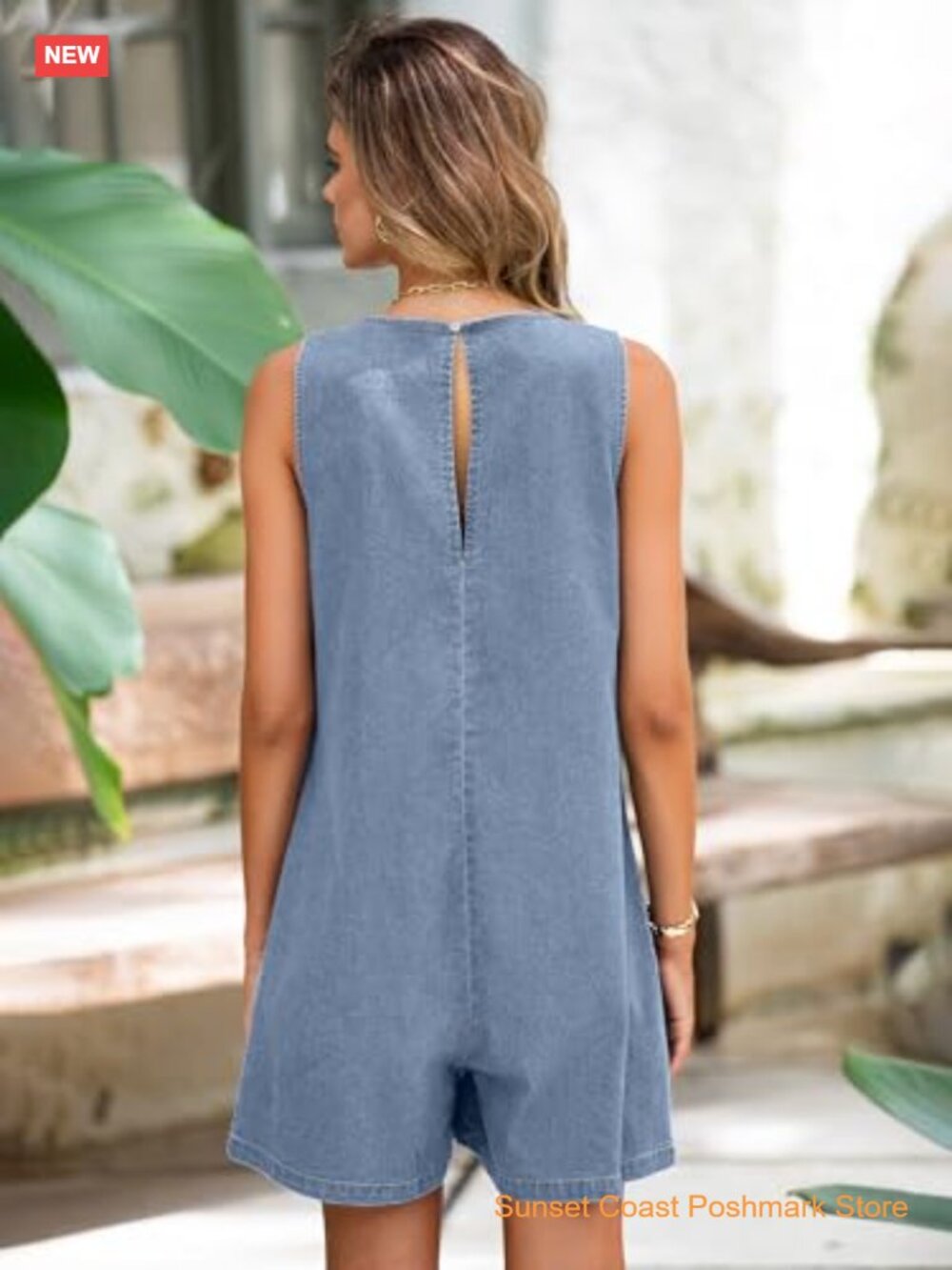 Womens Summer Denim Romper Casual Sleeveless Jumpsuit Overall Shorts with - Picture 5 of 7
